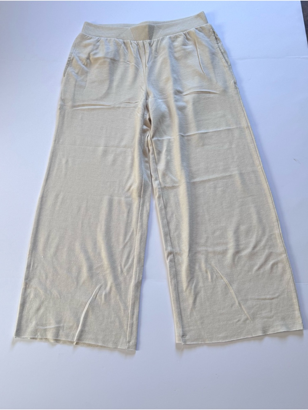 Splendid Cream Wide-Leg Knit Lounge Pants,size small - Picture 2 of 7